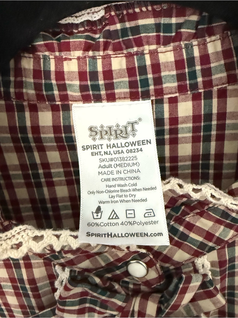 “Stranger Things”  Ruffle-Front Button Down Shirt - Red/ Cream - Picture 3 of 6